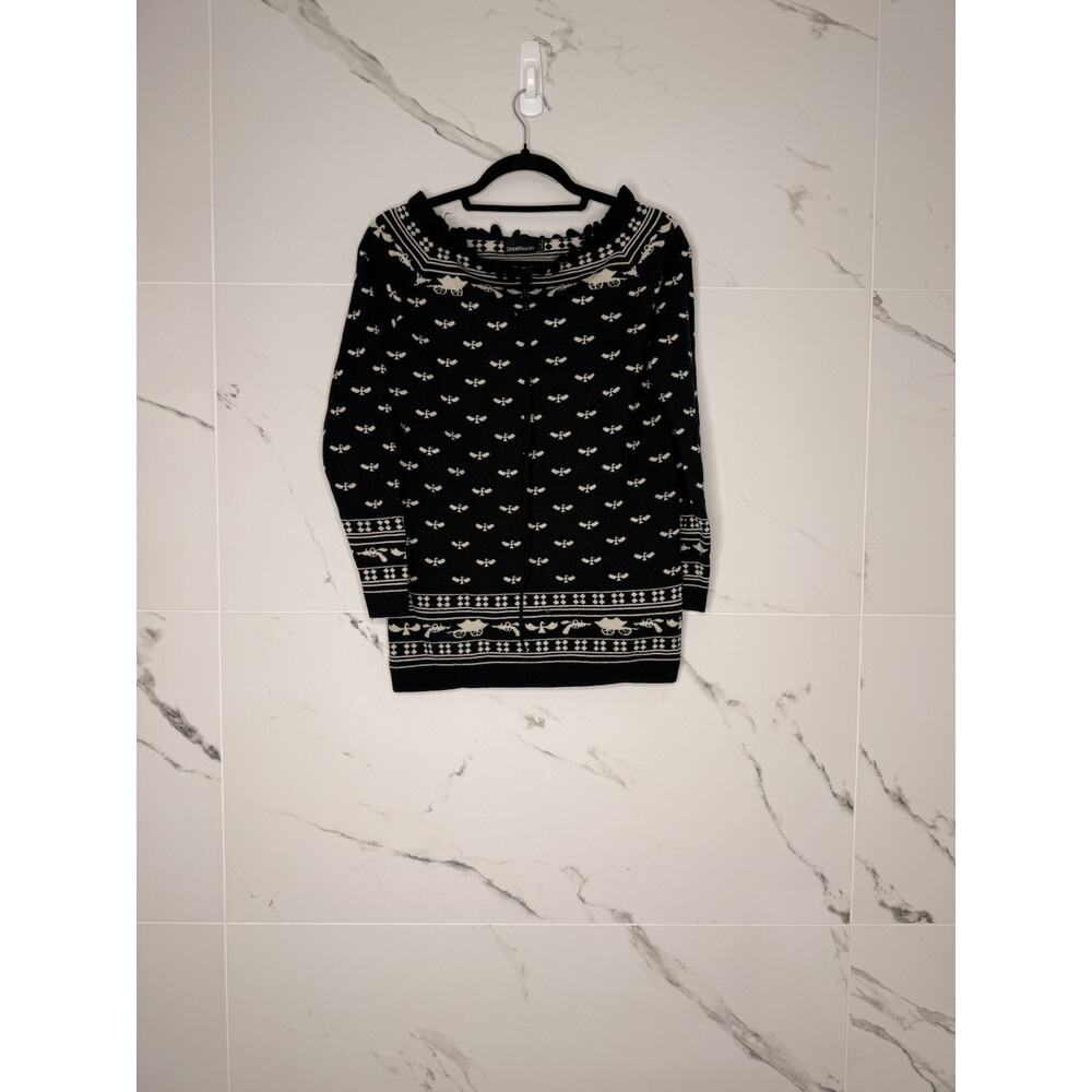 ZIMMERMANN Black White Wool Blend Knit Pullover Sweater US 1 Hunting Old Money